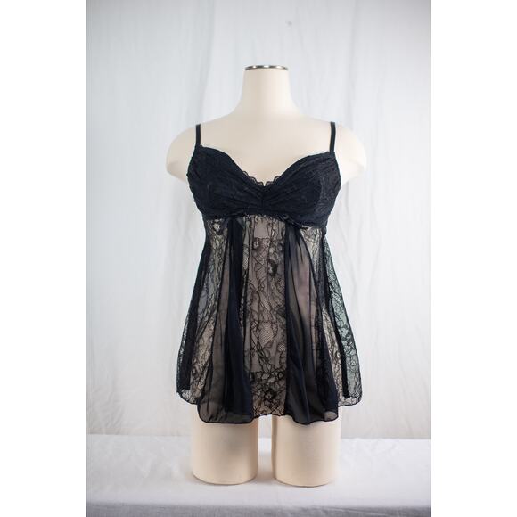 Vintage Y2K Lace Babydoll Lingerie, Frederick's of Hollywood, Goth Romantic, Med - Picture 1 of 11